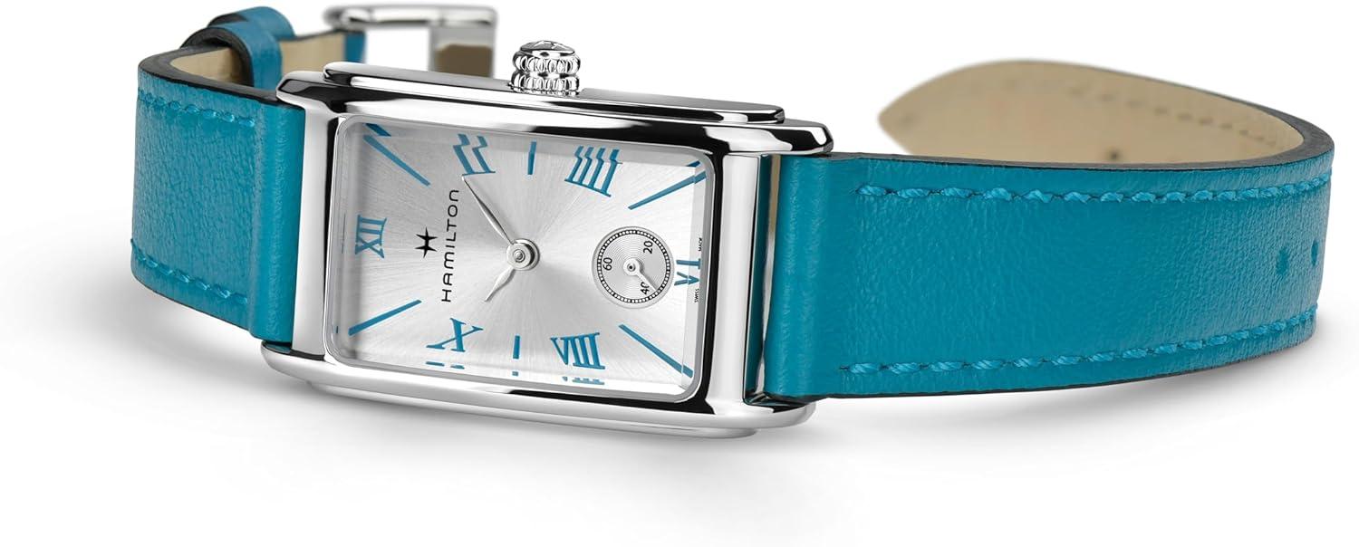 imageHamilton American Classic Ardmore Quartz Womens Watch 19mm x 27mm Stainless Steel Case Swiss Made Silver Dial Analog Wrist Watch for Women 30m Waterproof Mineral Crystal Cow Leather Strap