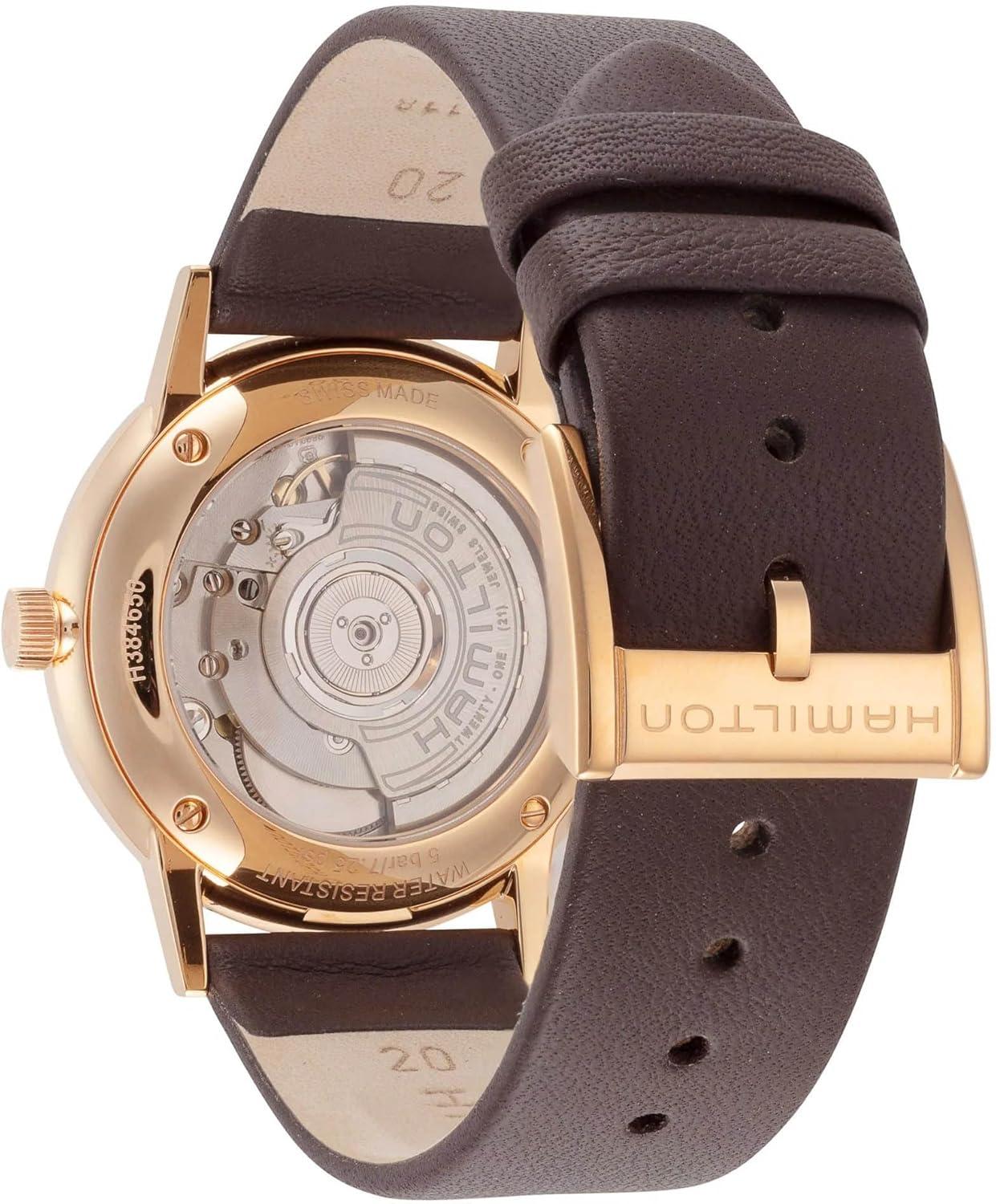 imageHamilton American Classic Automatic Mens Watch 38mm Stainless Steel Case Swiss Made Brown Dial Analog Wrist Watch for Men 50m Waterproof Sapphire Crystal Cow Leather Strap