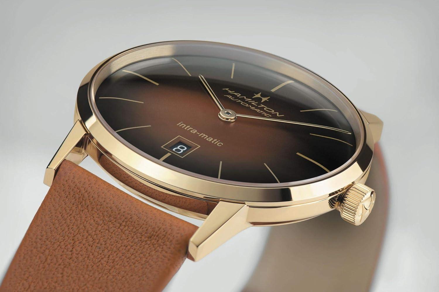 imageHamilton American Classic Automatic Mens Watch 38mm Stainless Steel Case Swiss Made Brown Dial Analog Wrist Watch for Men 50m Waterproof Sapphire Crystal Calf Leather Strap