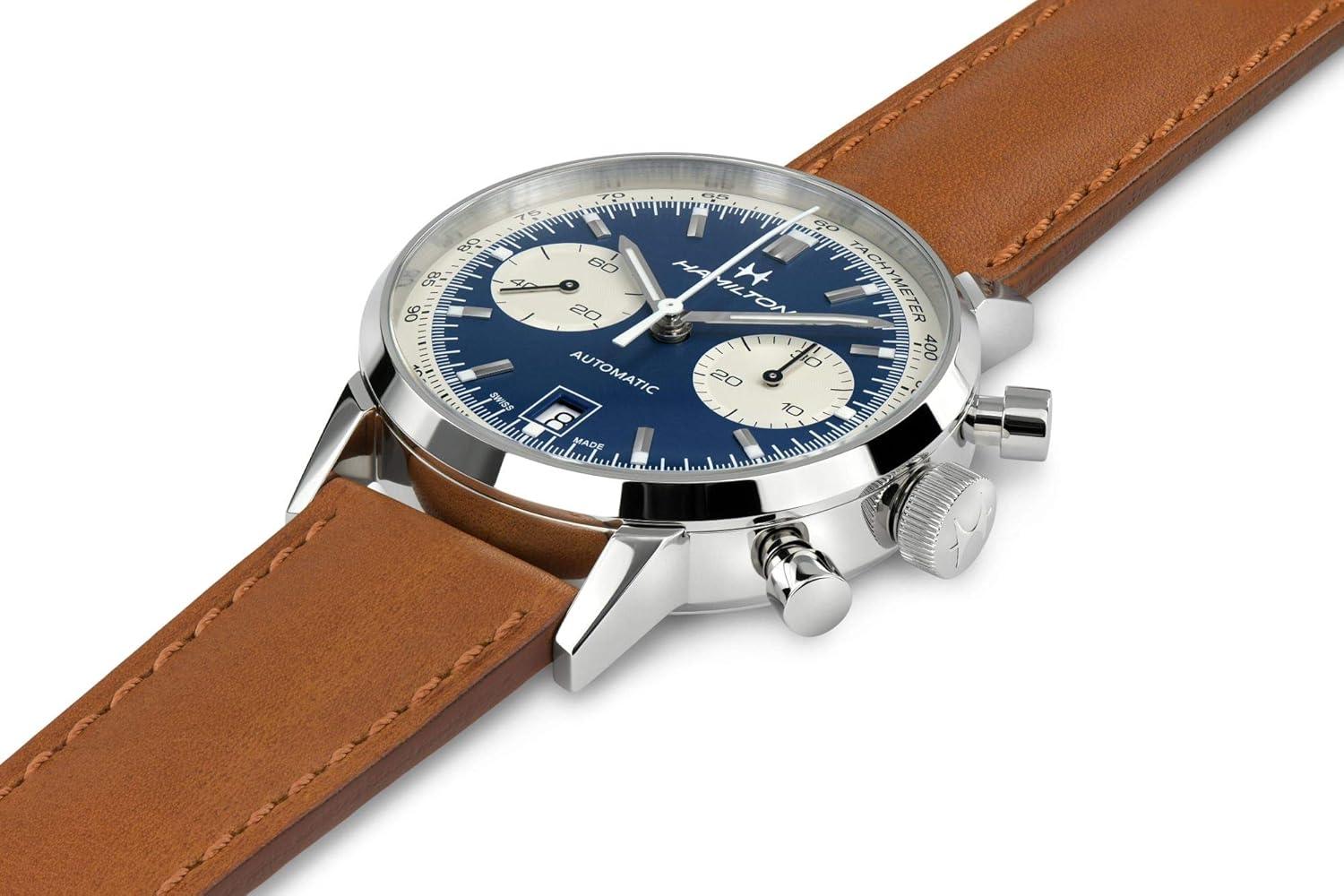 imageHamilton American Classic Automatic Mens Watch 40mm Stainless Steel Case Swiss Made Blue Dial Analog Wrist Watch for Men 100m Waterproof Sapphire Crystal Cow Leather Strap