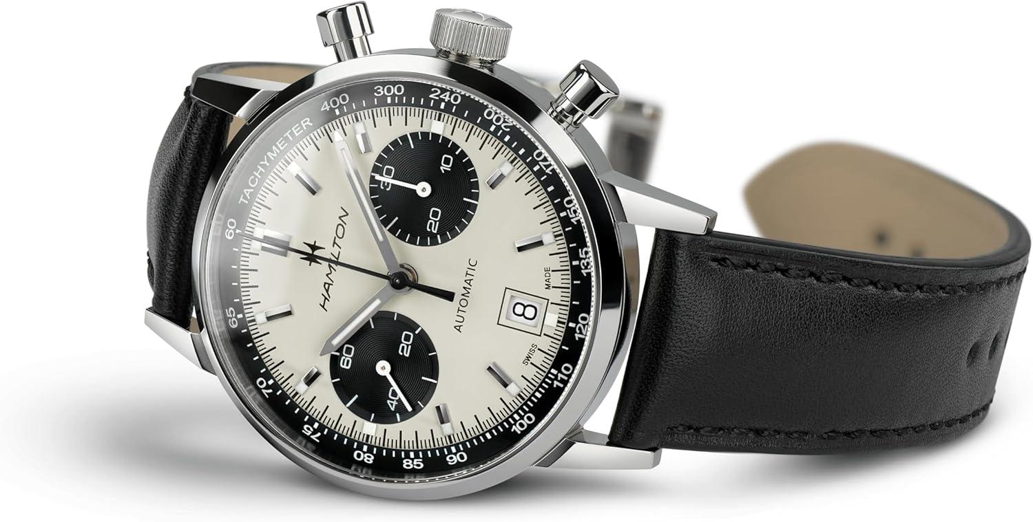 imageHamilton American Classic Automatic Mens Watch 40mm Stainless Steel Case Swiss Made White Dial Analog Wrist Watch for Men 100m Waterproof Sapphire Crystal Cow Leather Strap