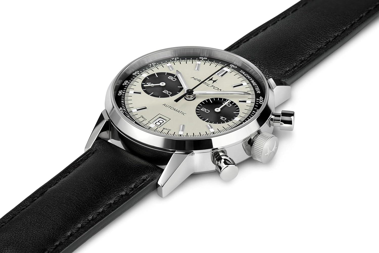 imageHamilton American Classic Automatic Mens Watch 40mm Stainless Steel Case Swiss Made White Dial Analog Wrist Watch for Men 100m Waterproof Sapphire Crystal Cow Leather Strap