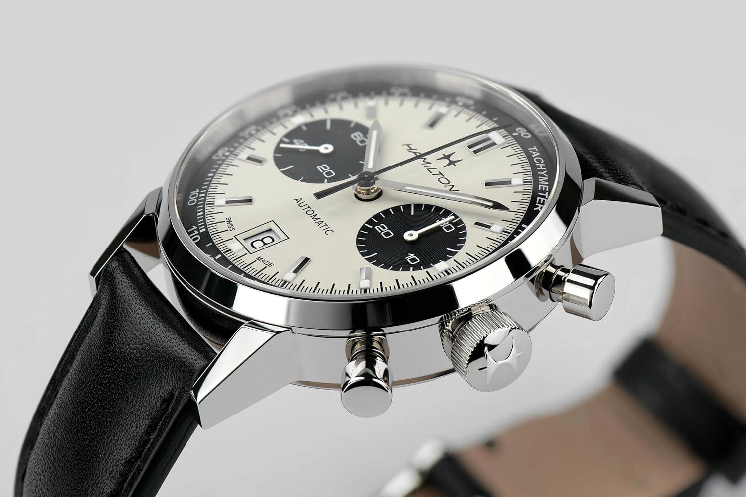 imageHamilton American Classic Automatic Mens Watch 40mm Stainless Steel Case Swiss Made White Dial Analog Wrist Watch for Men 100m Waterproof Sapphire Crystal Cow Leather Strap