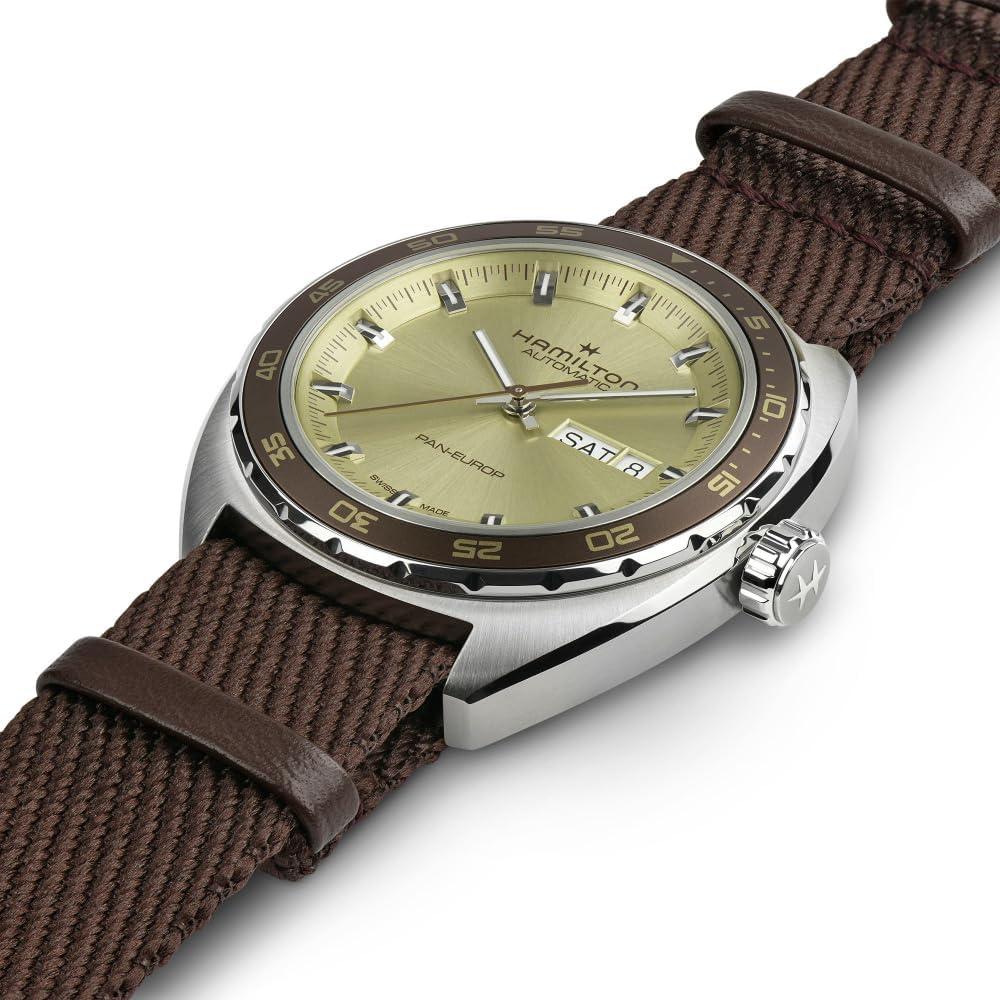 imageHamilton American Classic Automatic Mens Watch 42mm Stainless Steel Case Swiss Made Green Dial Analog Wrist Watch for Men 50m Waterproof Sapphire Crystal 3Hand Movement Cow Leather Strap