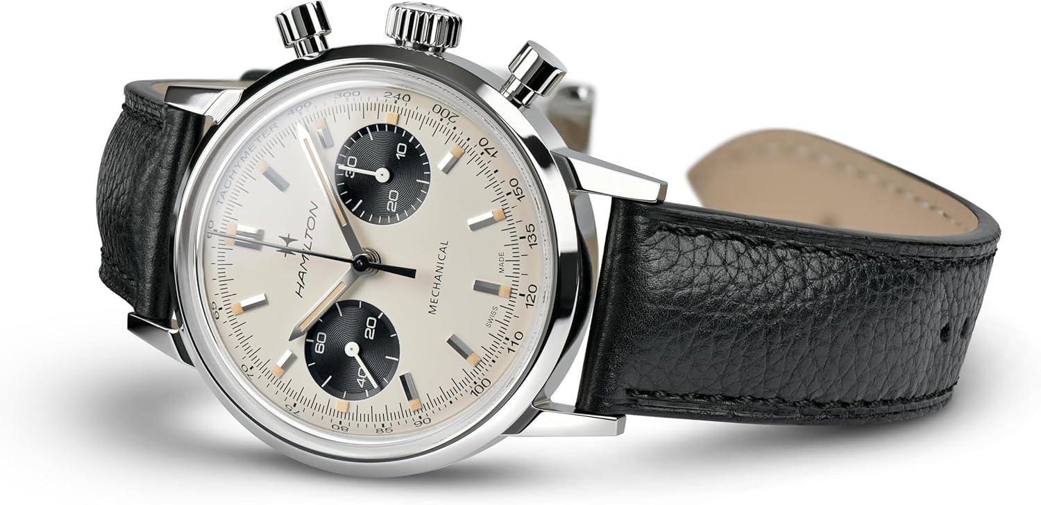 imageHamilton American Classic IntraMatic Mechanical Mens Watch 40mm Stainless Steel Case Swiss Made White Dial Analog Wrist Watch for Men 100m Waterproof Sapphire Crystal Strap