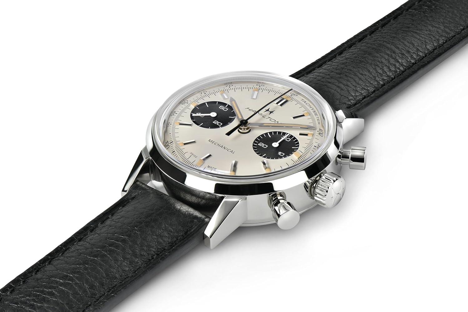 imageHamilton American Classic IntraMatic Mechanical Mens Watch 40mm Stainless Steel Case Swiss Made White Dial Analog Wrist Watch for Men 100m Waterproof Sapphire Crystal Strap