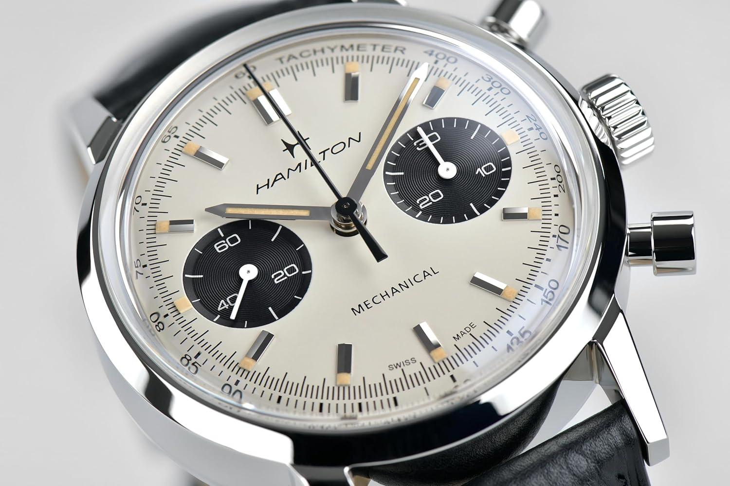 imageHamilton American Classic IntraMatic Mechanical Mens Watch 40mm Stainless Steel Case Swiss Made White Dial Analog Wrist Watch for Men 100m Waterproof Sapphire Crystal Strap