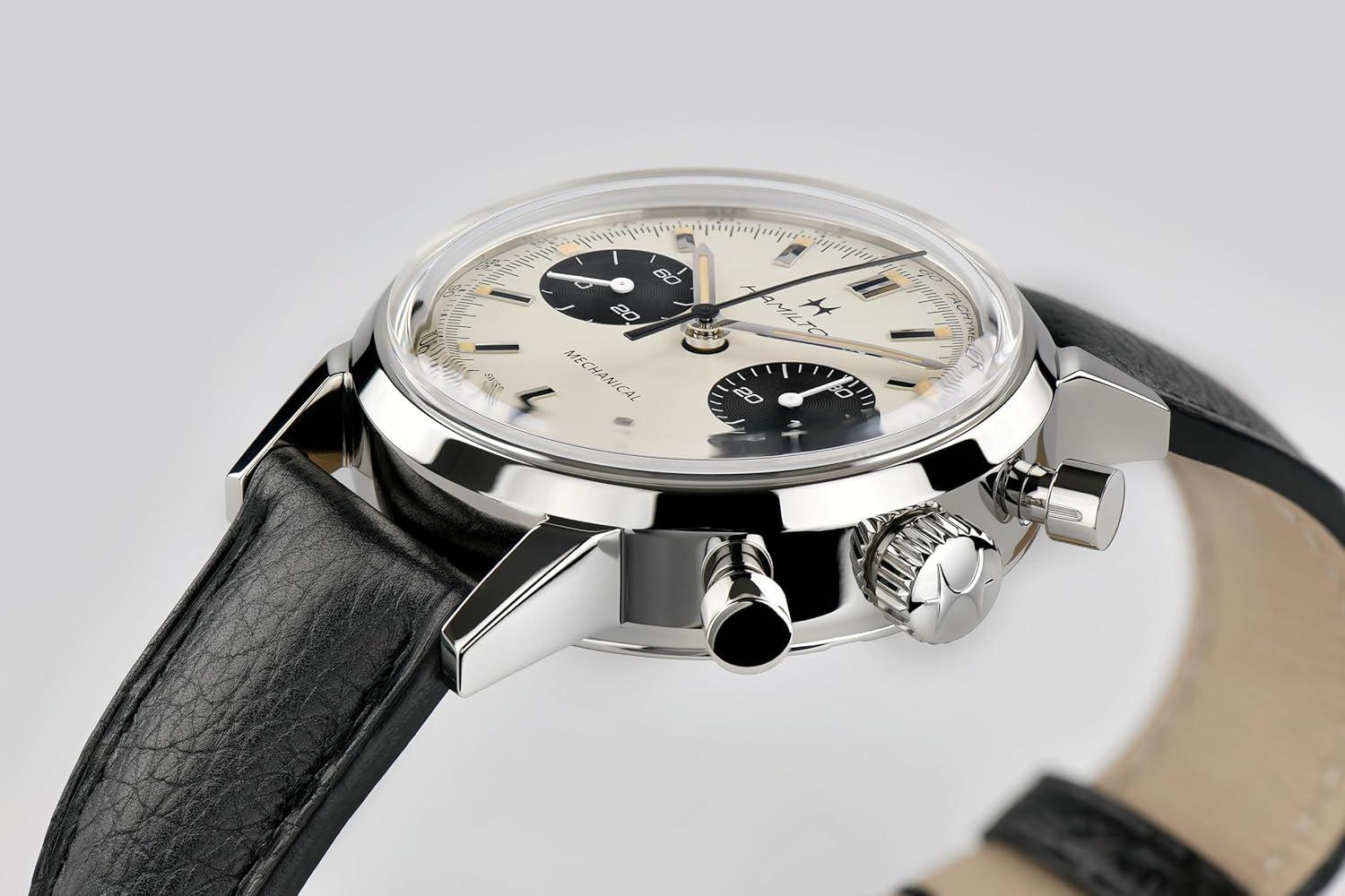 imageHamilton American Classic IntraMatic Mechanical Mens Watch 40mm Stainless Steel Case Swiss Made White Dial Analog Wrist Watch for Men 100m Waterproof Sapphire Crystal Strap