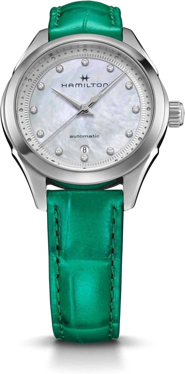 imageHamilton Jazzmaster Automatic Womens Watch 30mm Stainless Steel Case Swiss Made Mother of Pearl Dial Analog Wrist Watch for Women 50m Waterproof Sapphire Crystal Cow Leather Strap