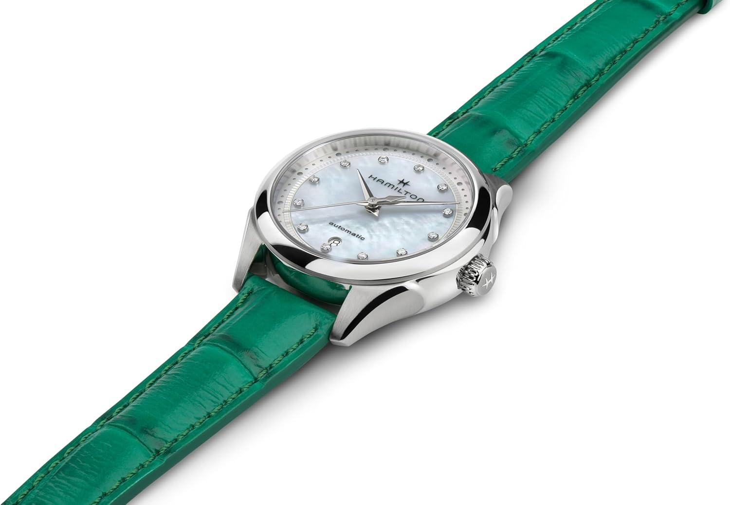 imageHamilton Jazzmaster Automatic Womens Watch 30mm Stainless Steel Case Swiss Made Mother of Pearl Dial Analog Wrist Watch for Women 50m Waterproof Sapphire Crystal Cow Leather Strap