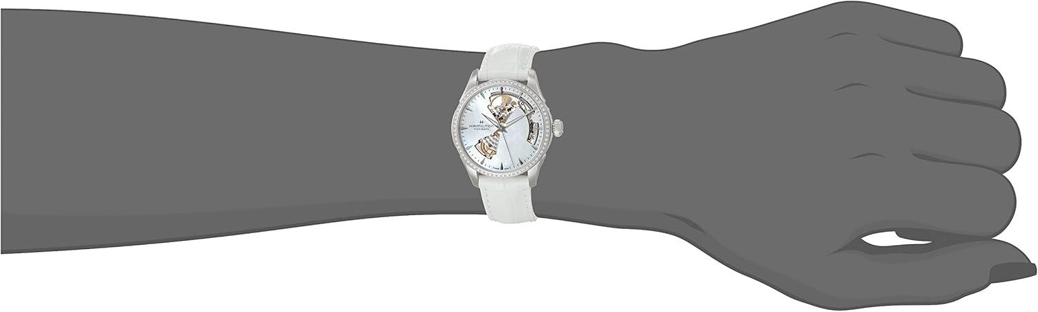 imageHamilton Jazzmaster Open Heart Automatic Womens Watch 36mm Stainless Steel Case Swiss Made Mother of Pearl Dial Analog Watch 50m Waterproof Sapphire Crystal 3Hand Movement Leather Strap