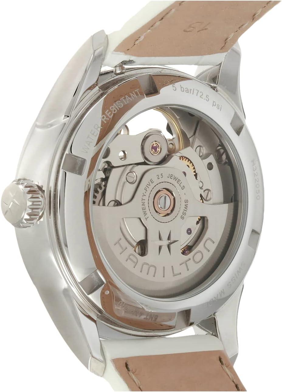 imageHamilton Jazzmaster Open Heart Automatic Womens Watch 36mm Stainless Steel Case Swiss Made Mother of Pearl Dial Analog Watch 50m Waterproof Sapphire Crystal 3Hand Movement Leather Strap