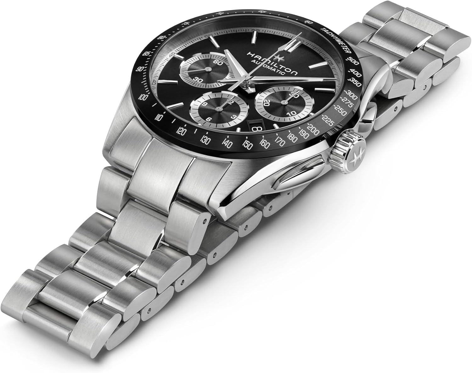 imageHamilton Jazzmaster Performer Automatic Mens Watch 42mm Stainless Steel Case Swiss Made Black Dial Analog Wrist Watch 100m Waterproof Sapphire Crystal Tachymeter Stainless Steel Strap