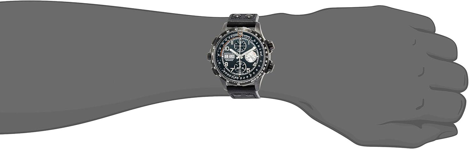 imageHamilton Khaki Aviation Automatic Mens Watch 45mm Stainless Steel Case Swiss Made Black Dial Analog Wrist Watch for Men 100m Waterproof Sapphire Crystal Cow Leather Strap
