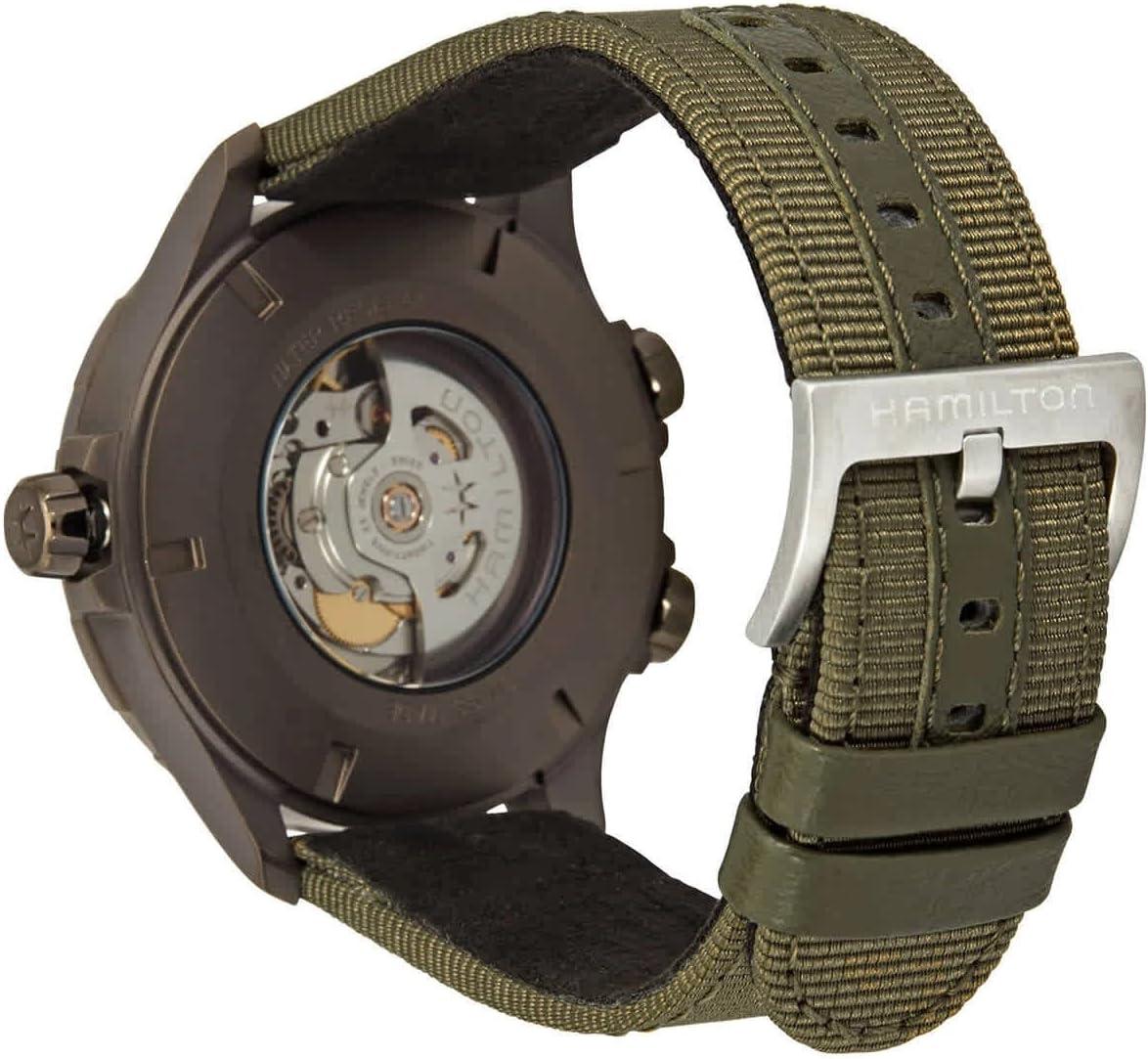 imageHamilton Khaki Aviation Automatic Mens Watch 45mm Stainless Steel Case Swiss Made Green Dial Analog Wrist Watch for Men 100m Waterproof Sapphire Crystal 3Hand Movement Textile Strap