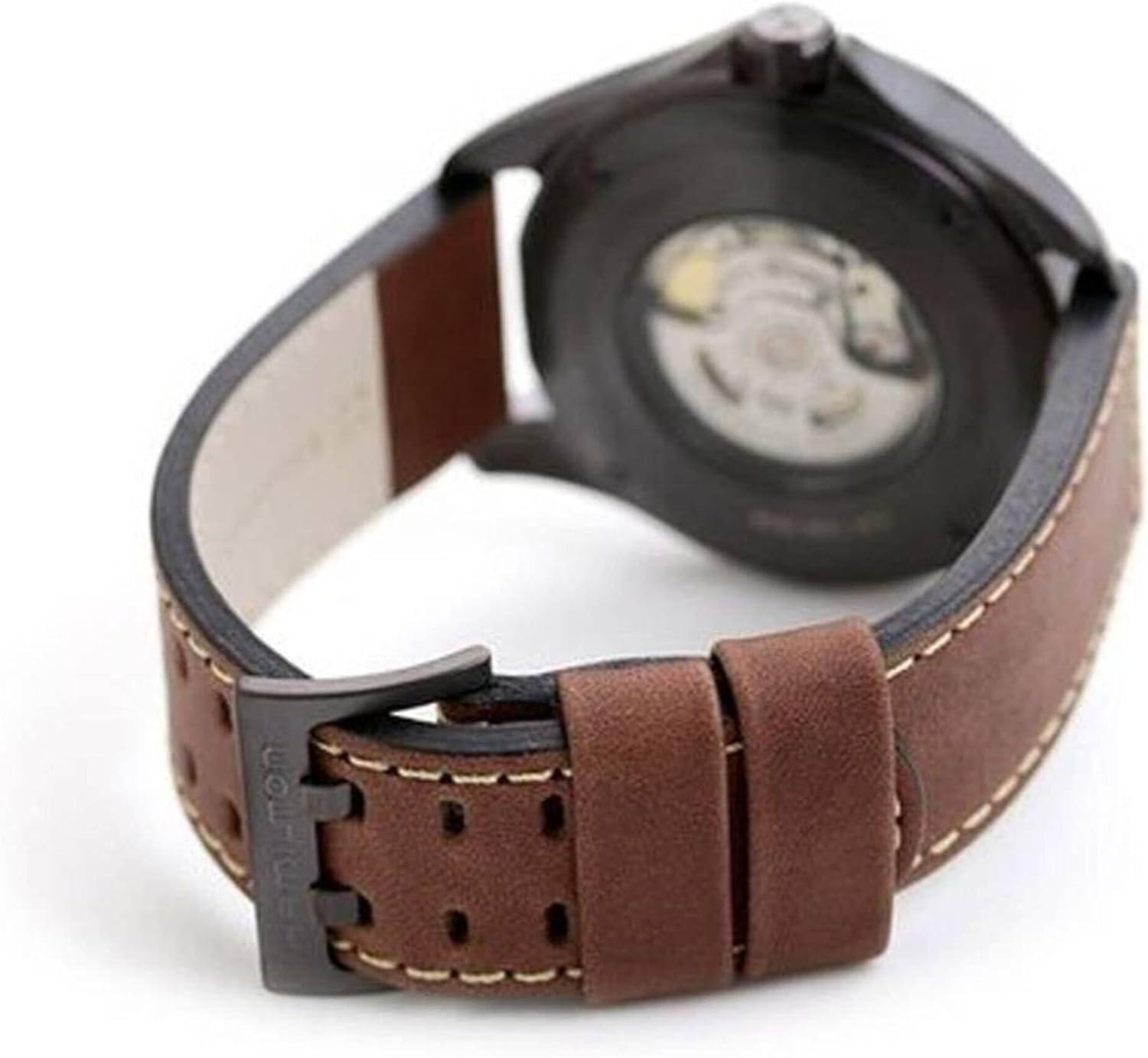 imageHamilton Khaki Aviation Automatic Mens Watch 46mm Stainless Steel Case Swiss Made Black Dial Analog Wrist Watch for Men 200m Waterproof Sapphire Crystal 3Hand Movement Cow Leather Strap