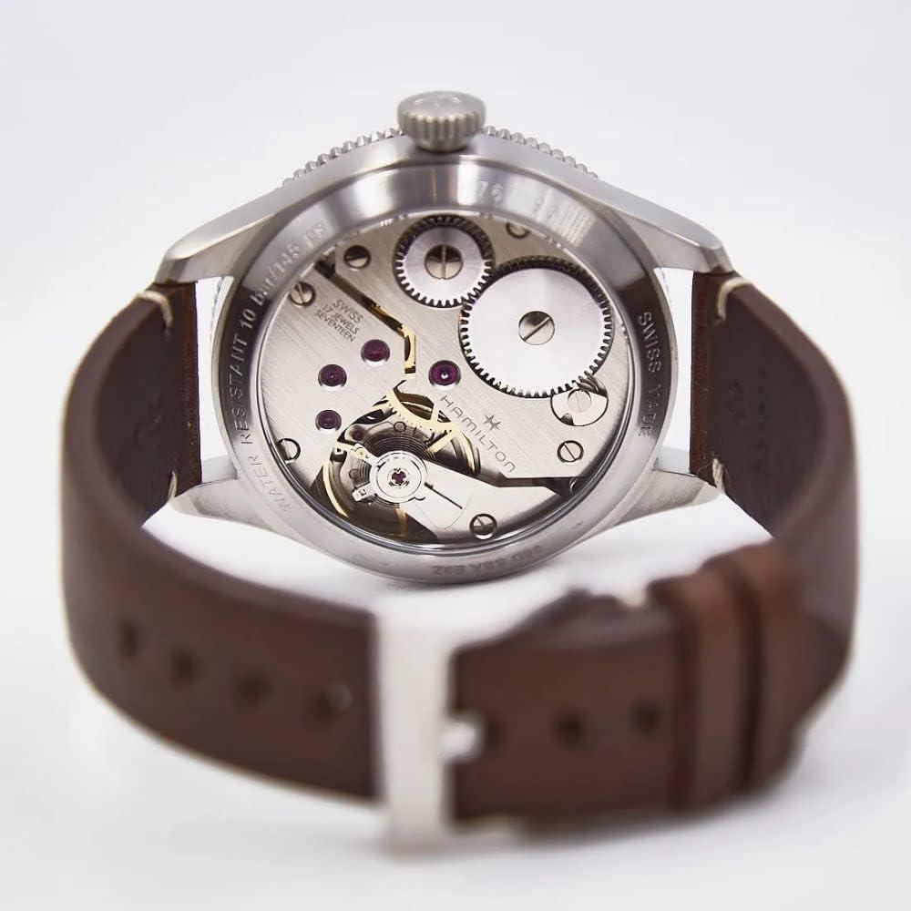 imageHamilton Khaki Aviation Pilot Mechanical Mens Watch 43mm Stainless Steel Case Swiss Made Black Dial Analog Wrist Watch for Men 100m Waterproof Sapphire Crystal Calf Leather Strap