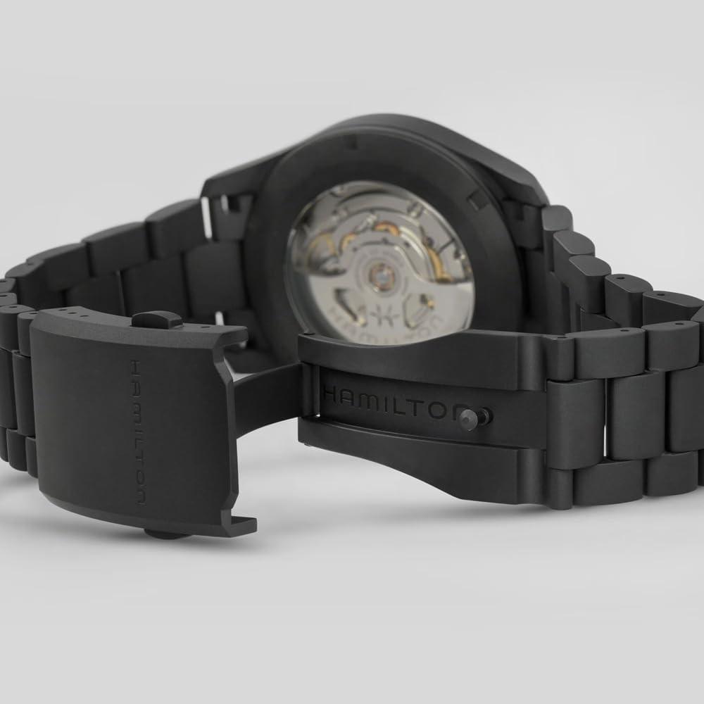 imageHamilton Khaki Field Auto Swiss Made Titanium Case Black Dial Analog Watch Black PVD Bracelet Model H70215130
