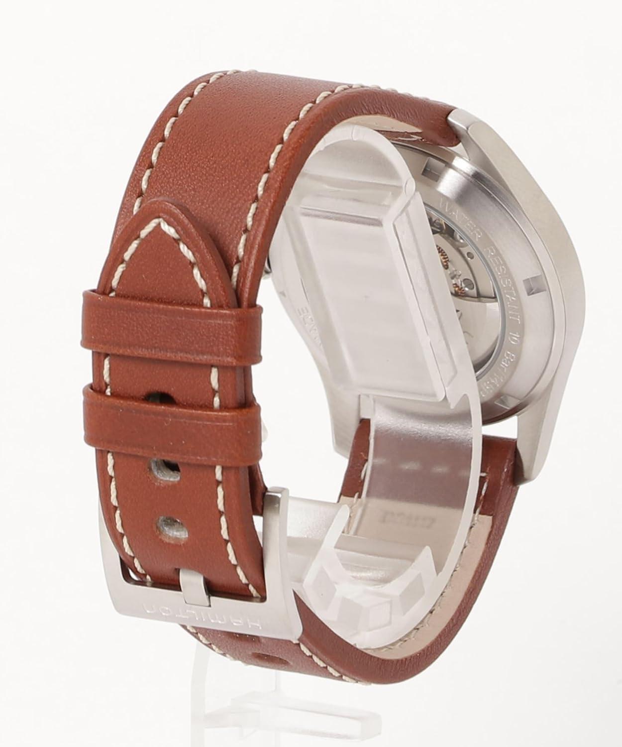 imageHamilton Khaki Field Automatic Mens Watch 38mm Stainless Steel Case Swiss Made Silver Dial Analog Wrist Watch for Men 100m Waterproof Sapphire Crystal 3Hand Movement Cow Leather Strap