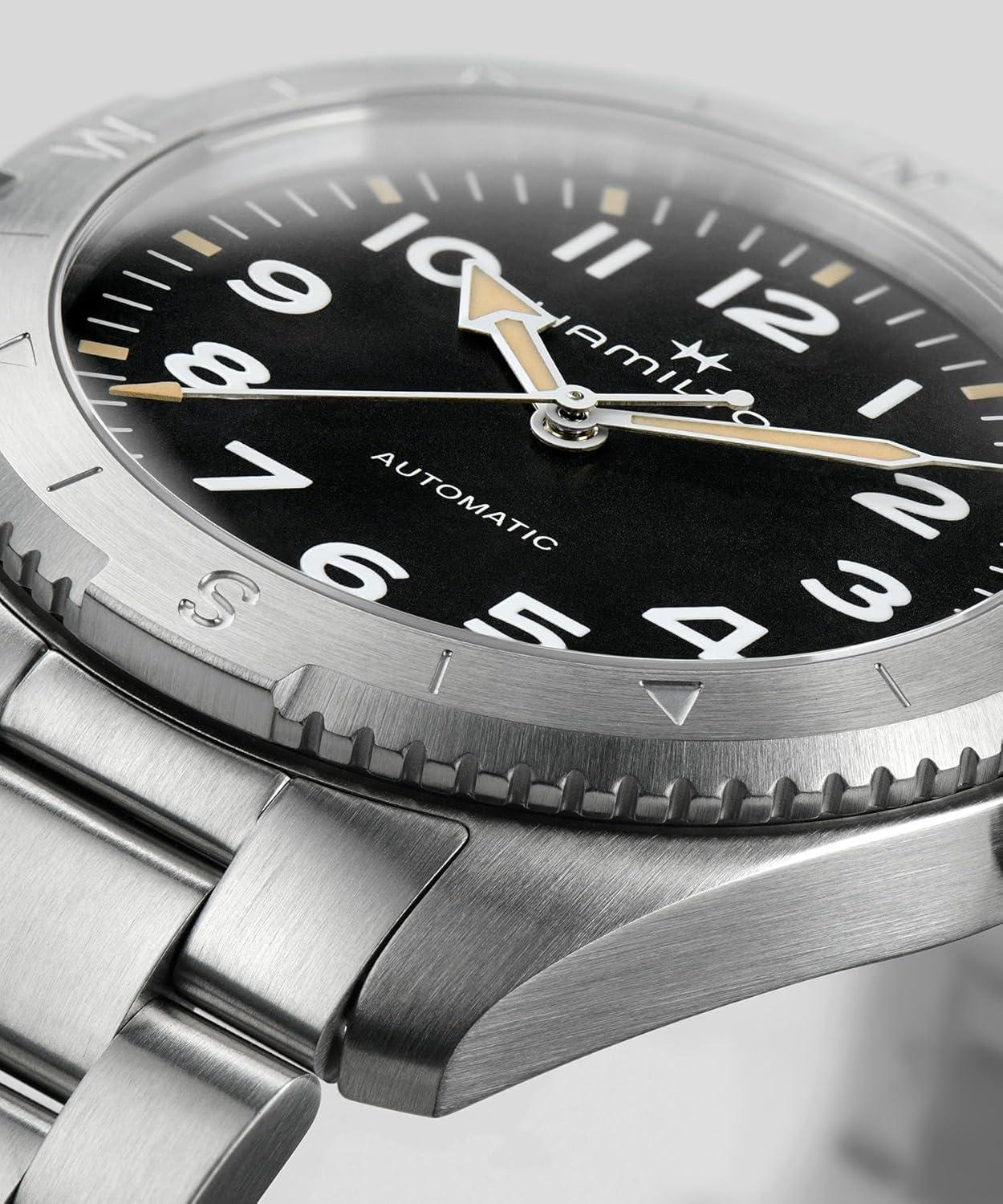 imageHamilton Khaki Field Expedition Automatic Mens Watch 37mm Stainless Steel Case Swiss Made Black Dial Analog Wrist Watch 100m Waterproof Sapphire Crystal 3Hand Movement Stainless Steel Strap