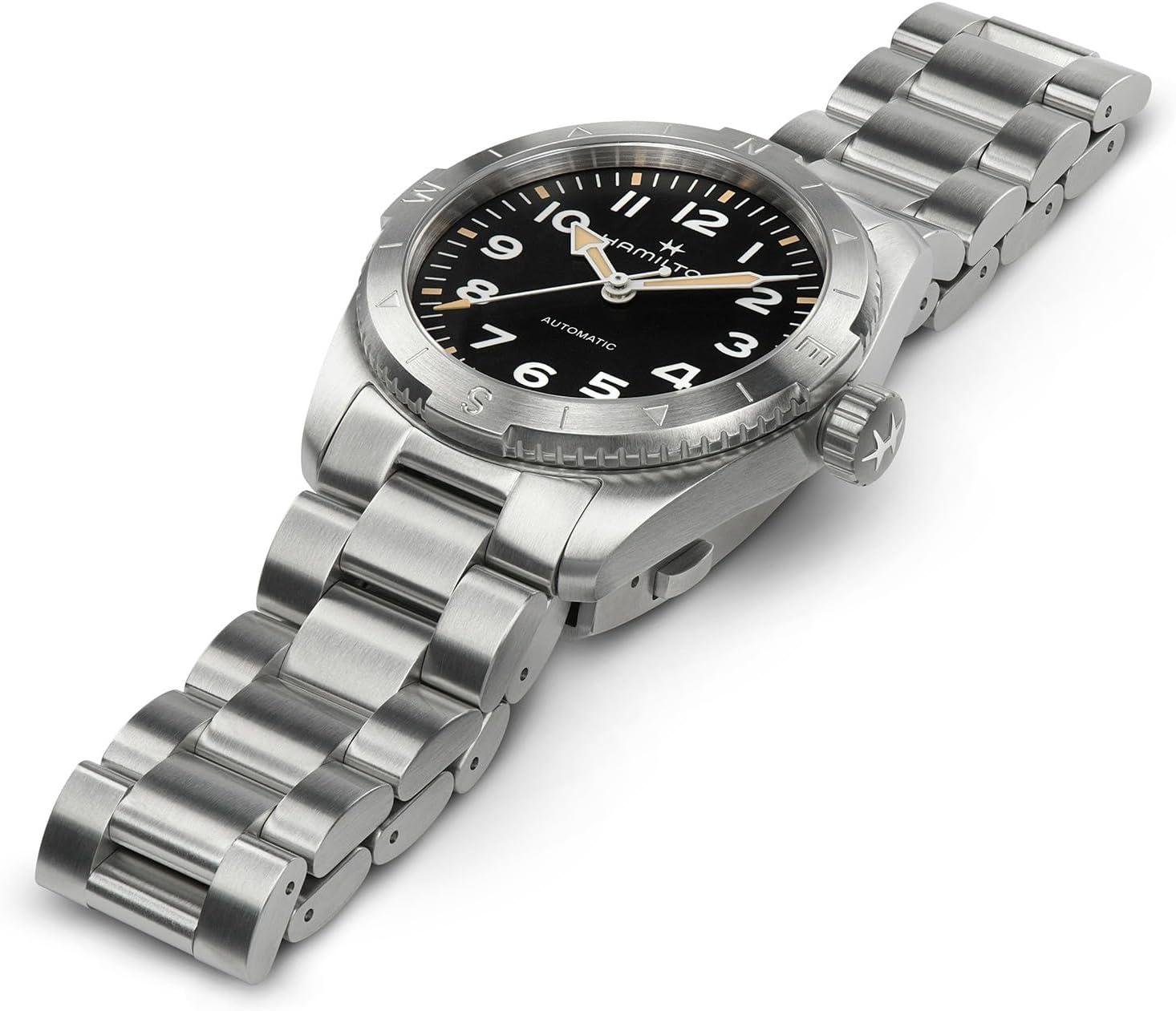 imageHamilton Khaki Field Expedition Automatic Mens Watch 37mm Stainless Steel Case Swiss Made Black Dial Analog Wrist Watch 100m Waterproof Sapphire Crystal 3Hand Movement Stainless Steel Strap
