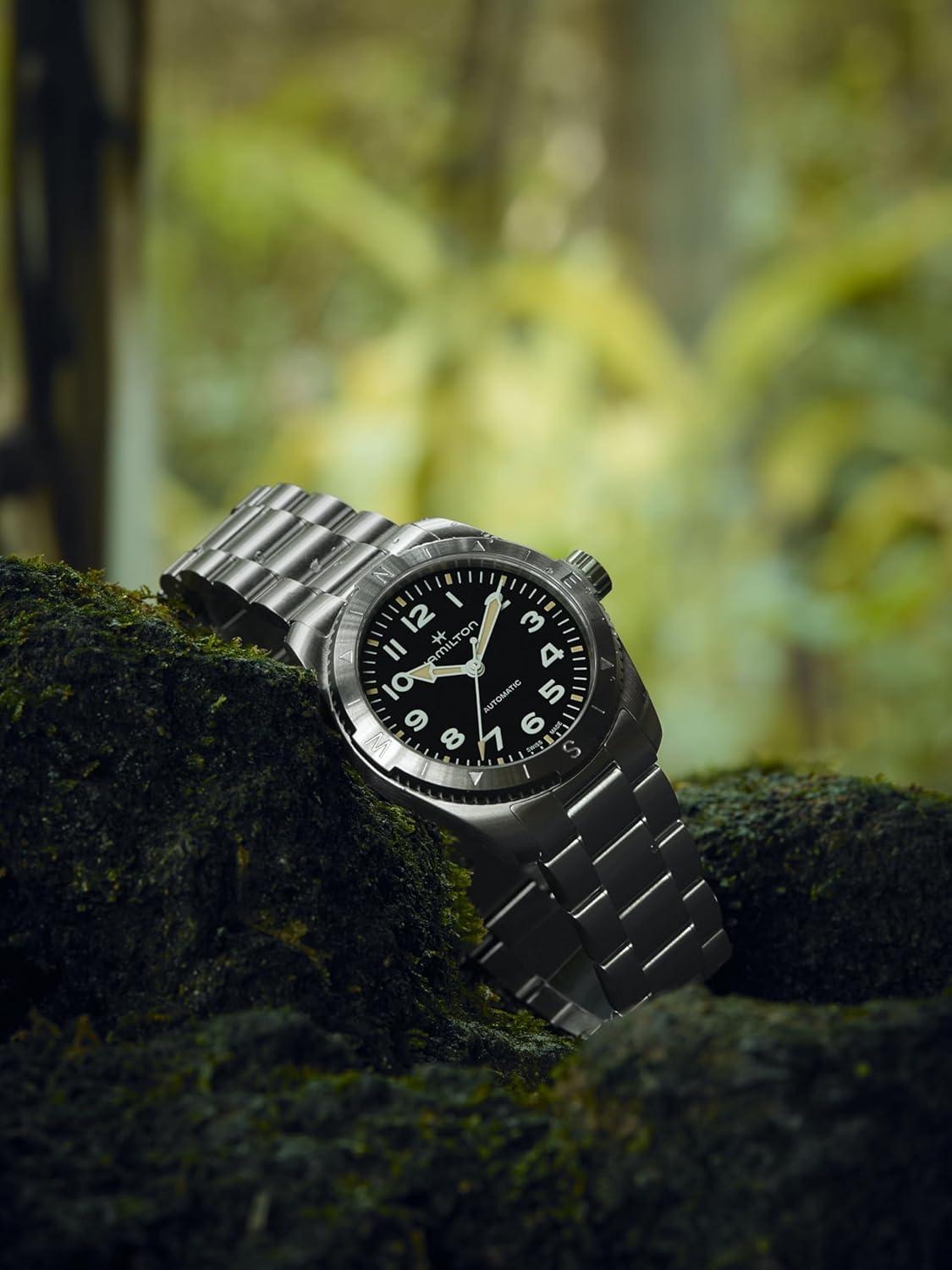 imageHamilton Khaki Field Expedition Automatic Mens Watch 37mm Stainless Steel Case Swiss Made Black Dial Analog Wrist Watch 100m Waterproof Sapphire Crystal 3Hand Movement Stainless Steel Strap