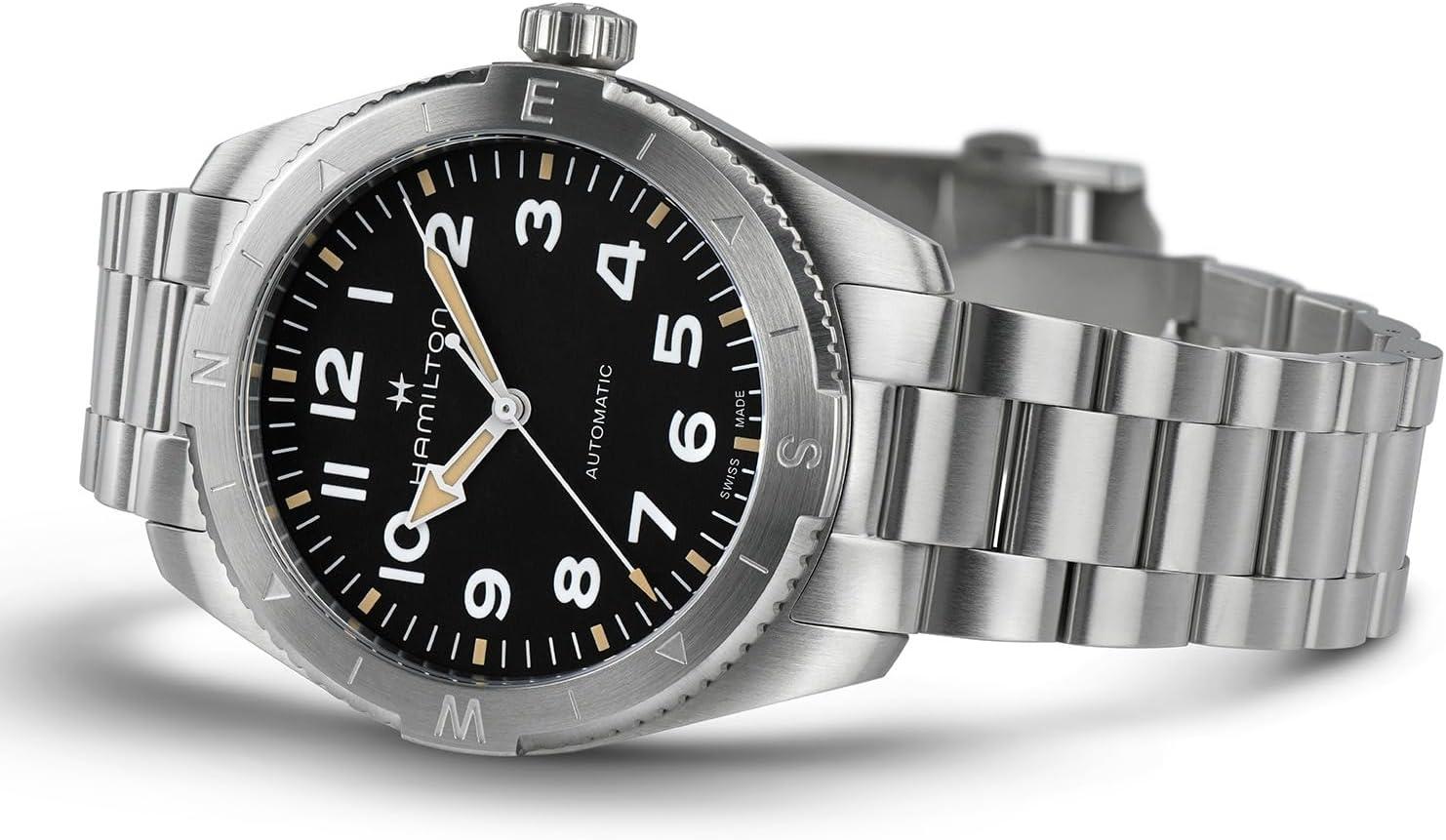 imageHamilton Khaki Field Expedition Automatic Mens Watch 41mm Stainless Steel Case Swiss Made Black Dial Analog Wrist Watch 100m Waterproof Sapphire Crystal 3Hand Movement Stainless Steel Strap