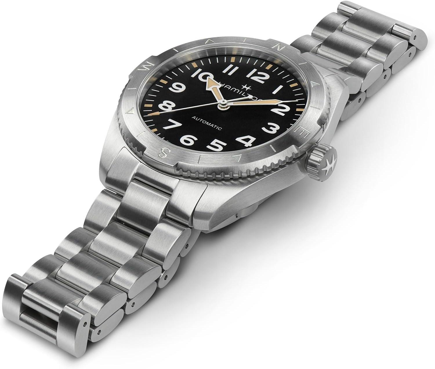 imageHamilton Khaki Field Expedition Automatic Mens Watch 41mm Stainless Steel Case Swiss Made Black Dial Analog Wrist Watch 100m Waterproof Sapphire Crystal 3Hand Movement Stainless Steel Strap