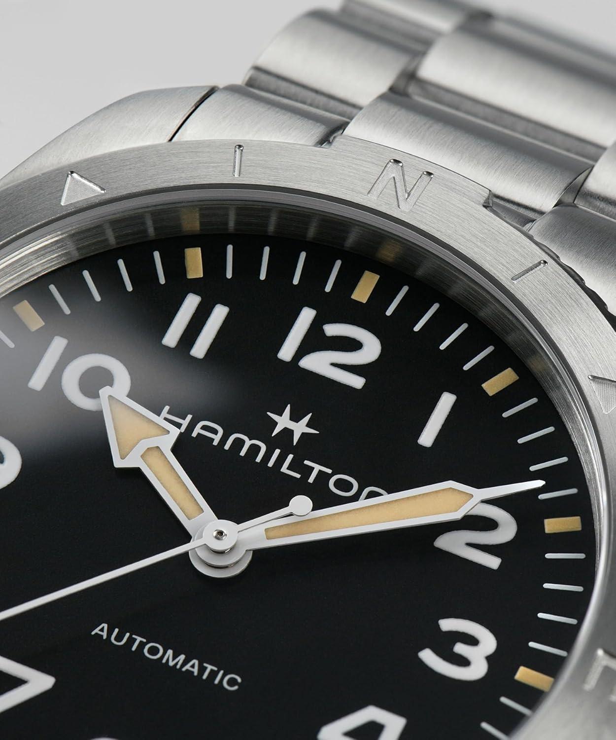 imageHamilton Khaki Field Expedition Automatic Mens Watch 41mm Stainless Steel Case Swiss Made Black Dial Analog Wrist Watch 100m Waterproof Sapphire Crystal 3Hand Movement Stainless Steel Strap