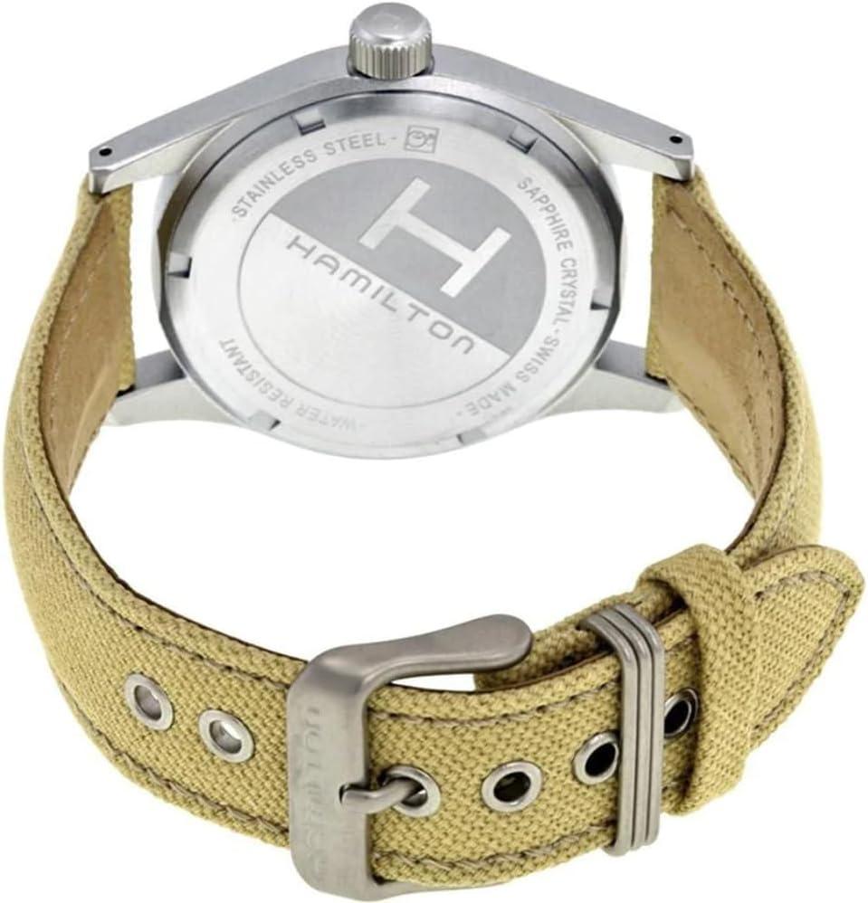 imageHamilton Khaki Field Mechanical Mens Watch 38mm Stainless Steel Case Swiss Made Black Dial Analog Wrist Watch for Men 50m Waterproof Sapphire Crystal Canvas Strap