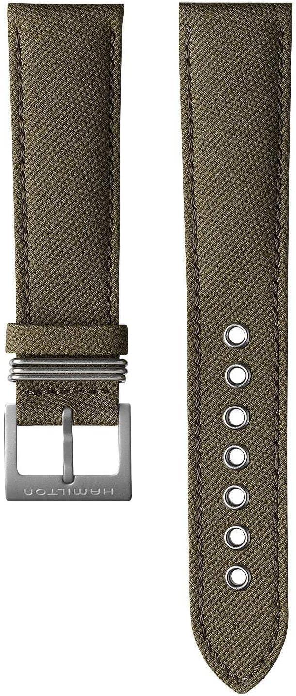 imageHamilton Khaki Field Mechanical Mens Watch 38mm Stainless Steel Case Swiss Made Green Dial Analog Wrist Watch for Men 50m Waterproof Sapphire Crystal Canvas Strap