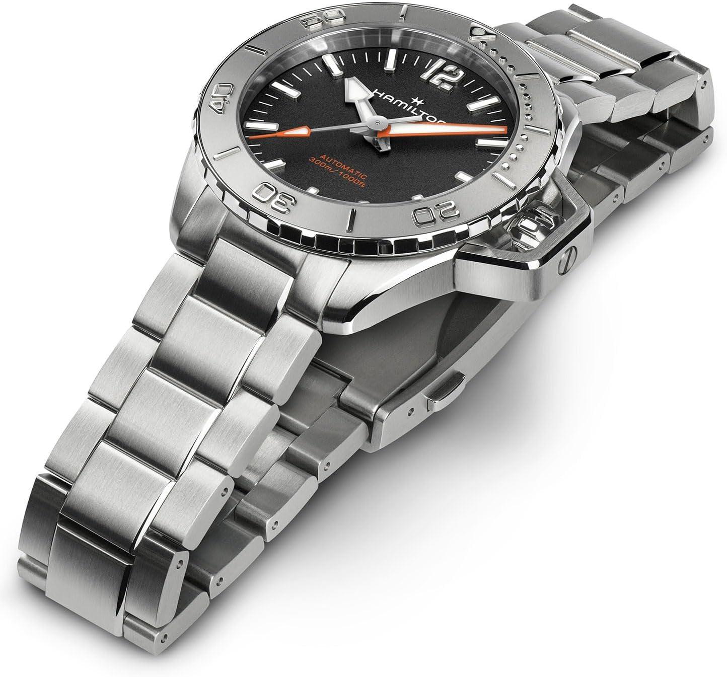 imageHamilton Khaki Navy Automatic Mens Watch 41mm Stainless Steel Case Swiss Made Black Dial Analog Wrist Watch for Men 300m Waterproof Sapphire Crystal 3Hand Movement Stainless Steel Strap