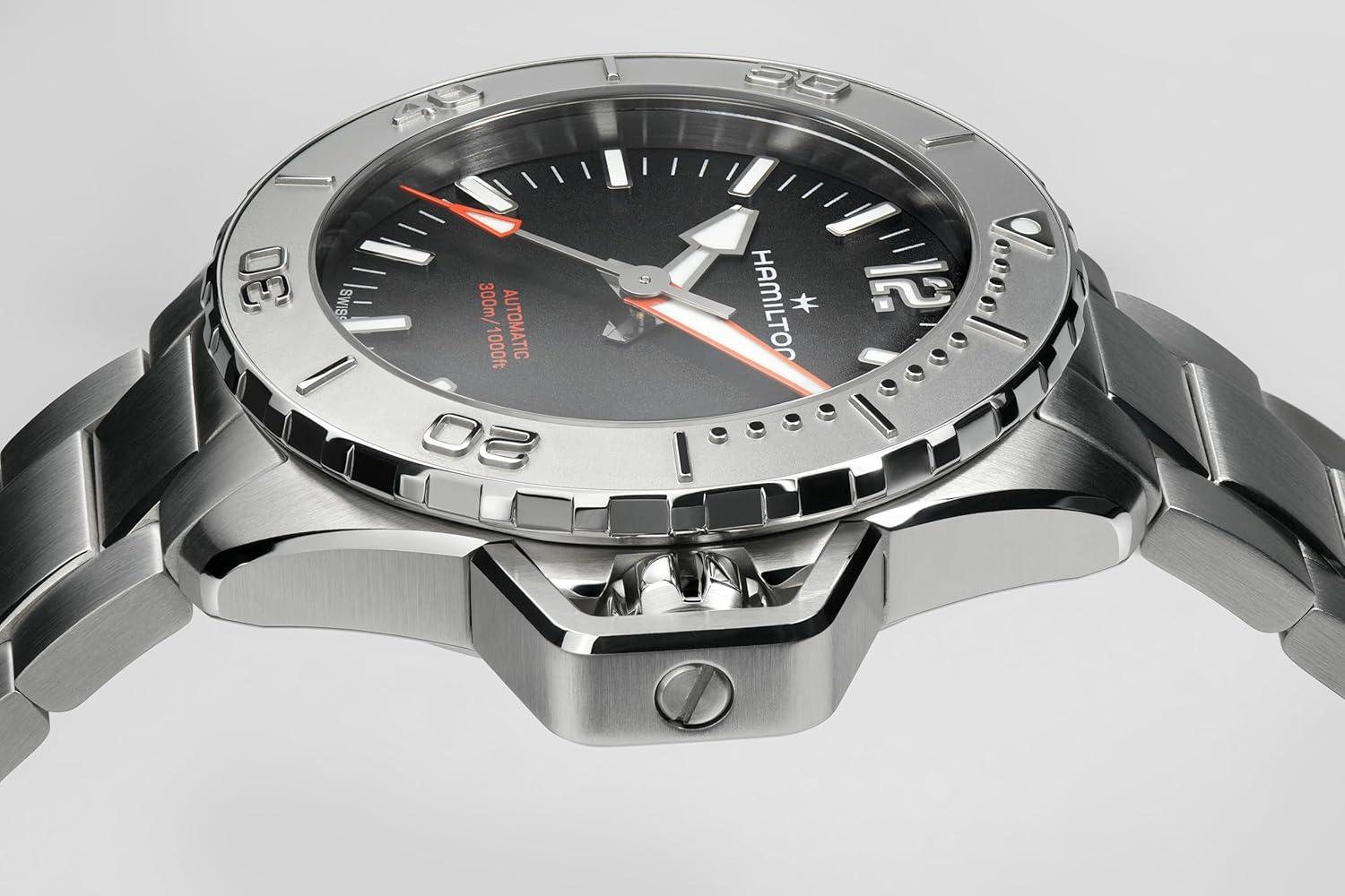 imageHamilton Khaki Navy Automatic Mens Watch 41mm Stainless Steel Case Swiss Made Black Dial Analog Wrist Watch for Men 300m Waterproof Sapphire Crystal 3Hand Movement Stainless Steel Strap