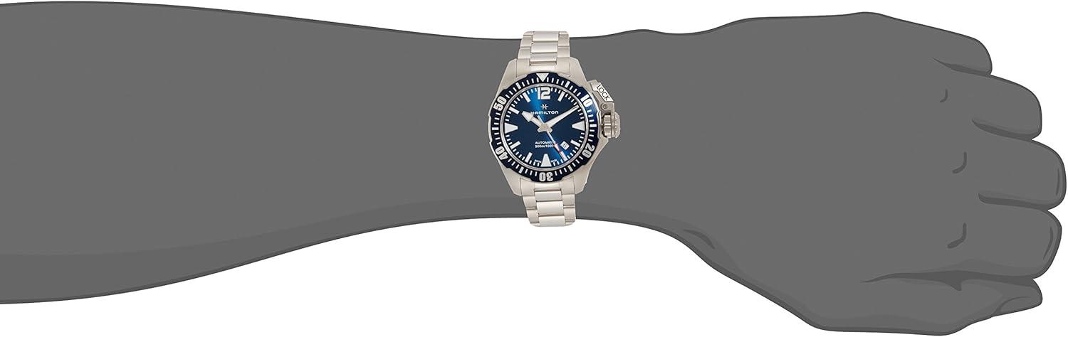 imageHamilton Khaki Navy Automatic Mens Watch 42mm Stainless Steel Case Swiss Made Blue Dial Analog Wrist Watch for Men 300m Waterproof Sapphire Crystal 3Hand Movement Stainless Steel Strap