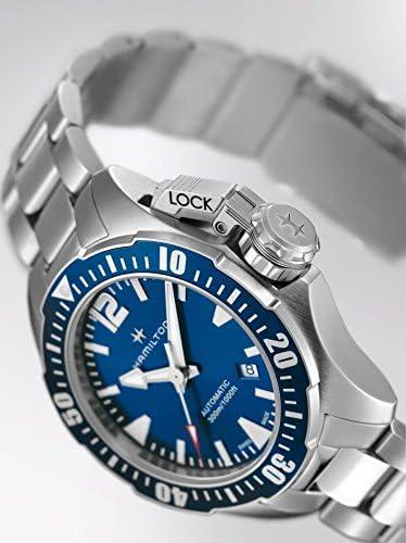 imageHamilton Khaki Navy Automatic Mens Watch 42mm Stainless Steel Case Swiss Made Blue Dial Analog Wrist Watch for Men 300m Waterproof Sapphire Crystal 3Hand Movement Stainless Steel Strap