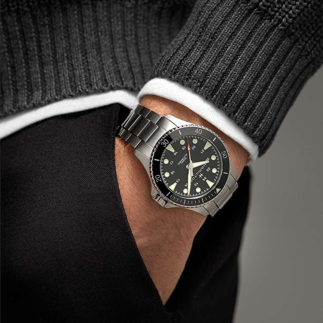imageHamilton Khaki Navy Automatic Mens Watch 43mm Stainless Steel Case Swiss Made Black Dial Analog Wrist Watch for Men 300m Waterproof Sapphire Crystal Stainless Steel Strap