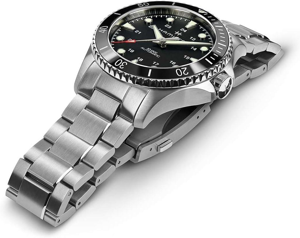imageHamilton Khaki Navy Automatic Mens Watch 43mm Stainless Steel Case Swiss Made Black Dial Analog Wrist Watch for Men 300m Waterproof Sapphire Crystal Stainless Steel Strap