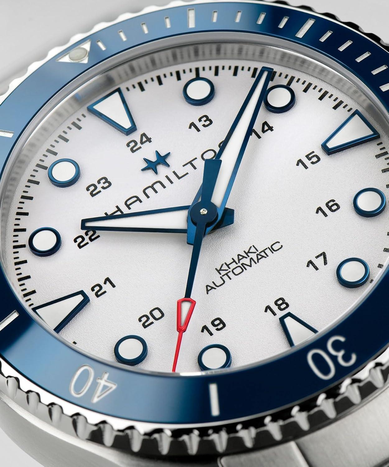 imageHamilton Khaki Navy Automatic Mens Watch 43mm Stainless Steel Case Swiss Made Silver Dial Analog Wrist Watch for Men 300m Waterproof Sapphire Crystal Stainless Steel Strap