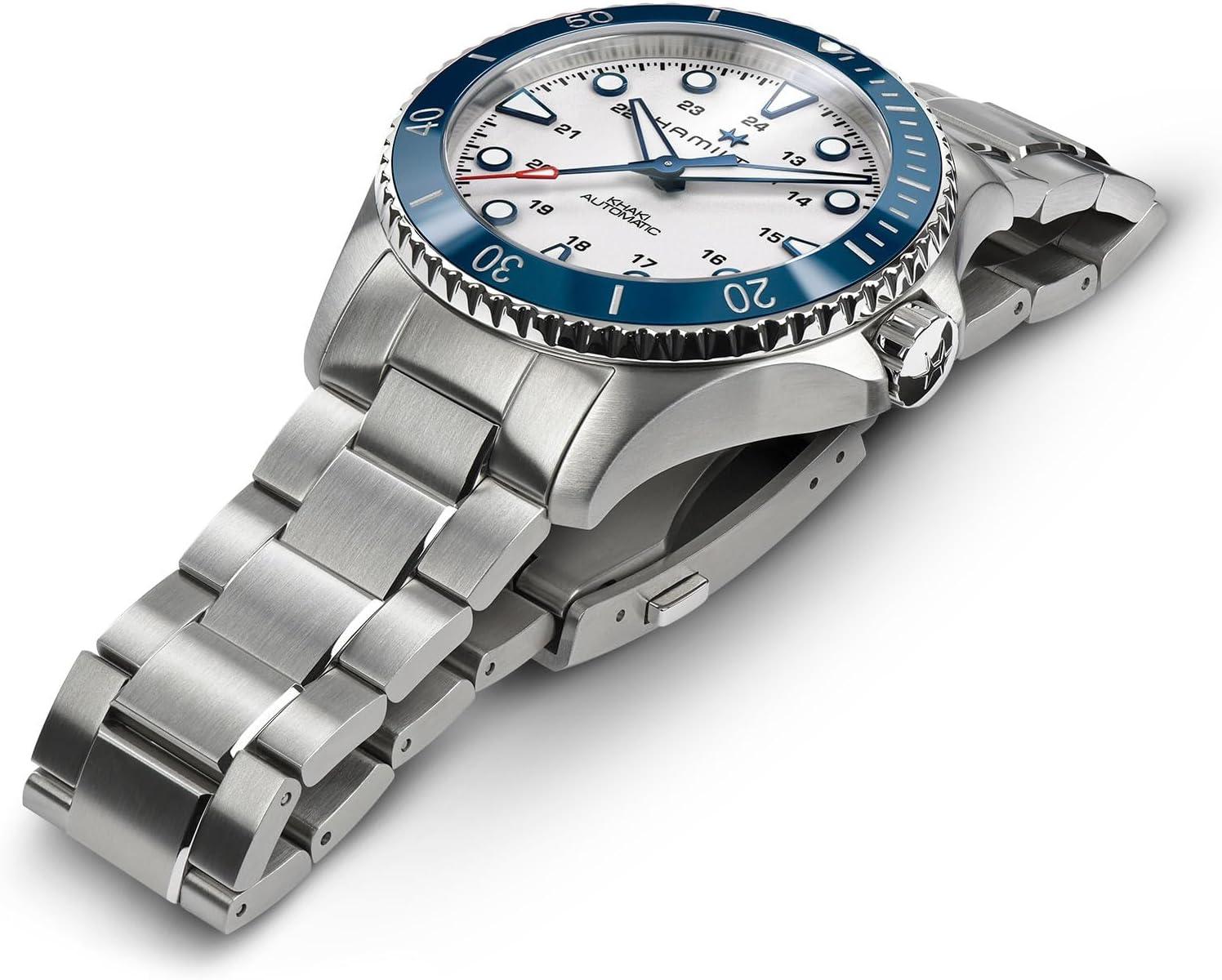 imageHamilton Khaki Navy Automatic Mens Watch 43mm Stainless Steel Case Swiss Made Silver Dial Analog Wrist Watch for Men 300m Waterproof Sapphire Crystal Stainless Steel Strap