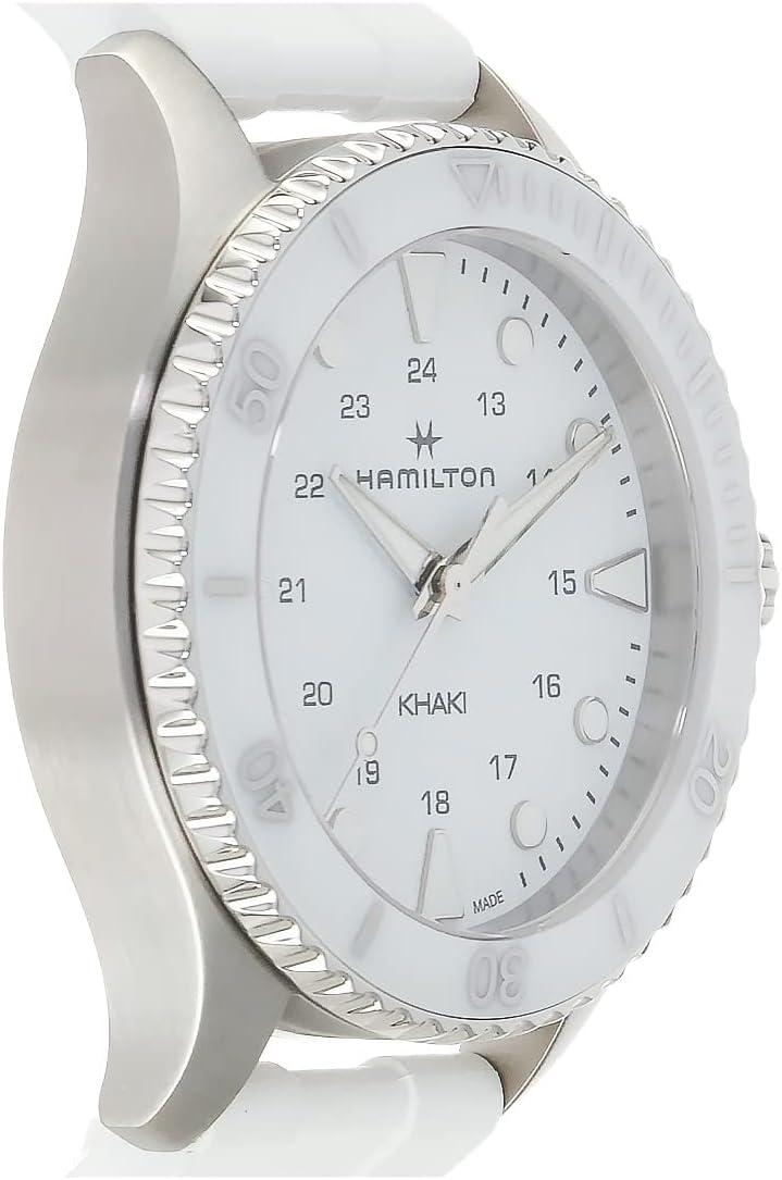 imageHamilton Khaki Navy Scuba Quartz Womens Watch 37mm Stainless Steel Case Swiss Made White Dial Analog Wrist Watch for Women 100m Waterproof Sapphire Crystal Rubber Strap