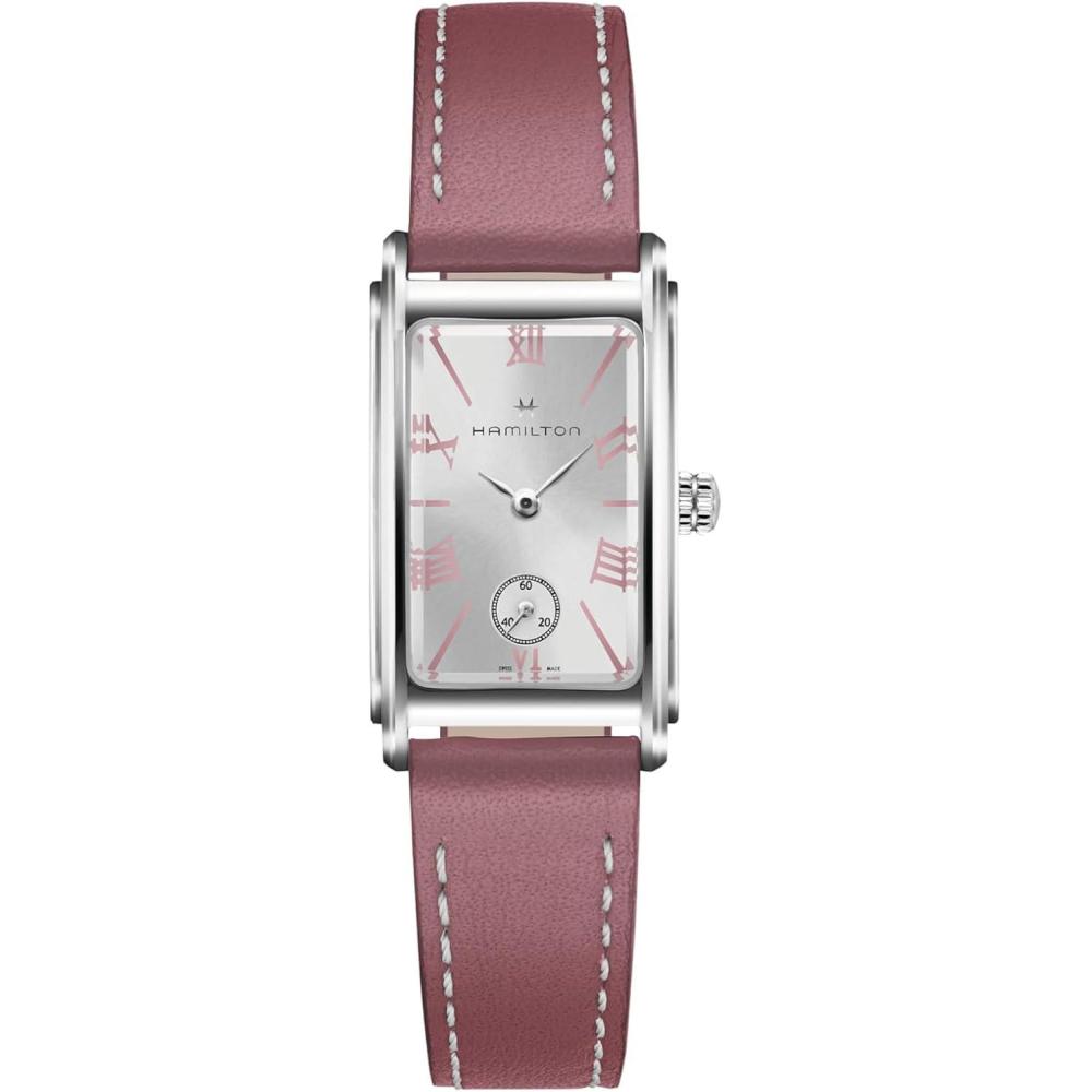 imageHamilton American Classic Ardmore Quartz Womens Watch 19mm x 27mm Stainless Steel Case Swiss Made Silver Dial Analog Wrist Watch for Women 30m Waterproof Mineral Crystal Calf Leather Strap