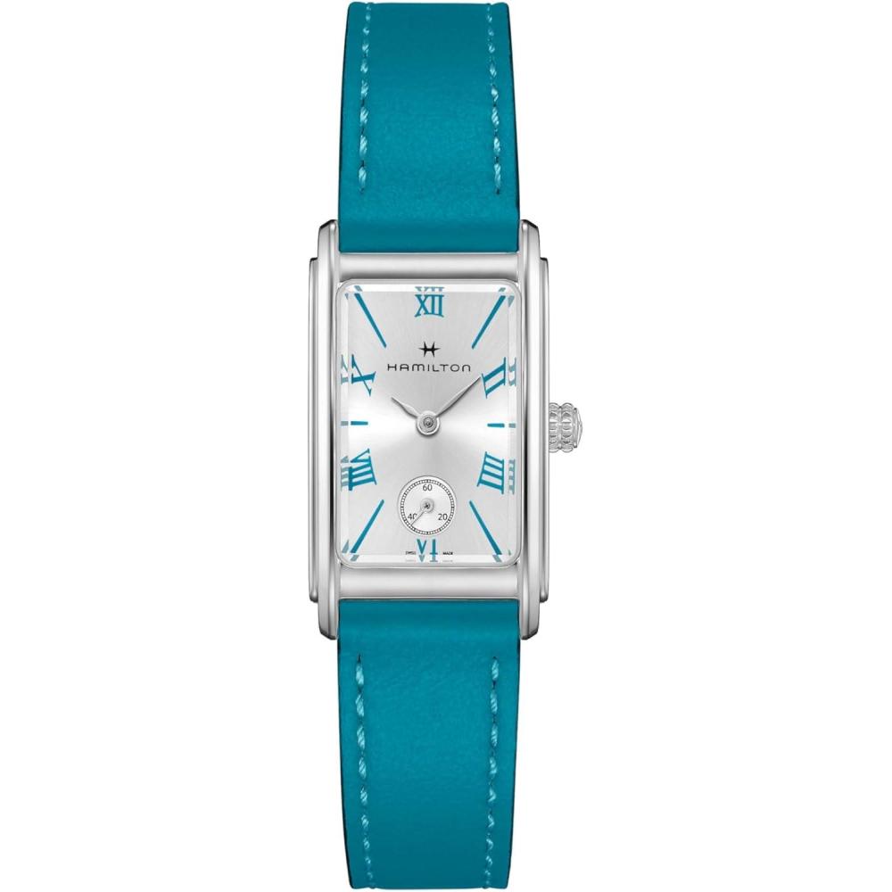 imageHamilton American Classic Ardmore Quartz Womens Watch 19mm x 27mm Stainless Steel Case Swiss Made Silver Dial Analog Wrist Watch for Women 30m Waterproof Mineral Crystal Cow Leather Strap