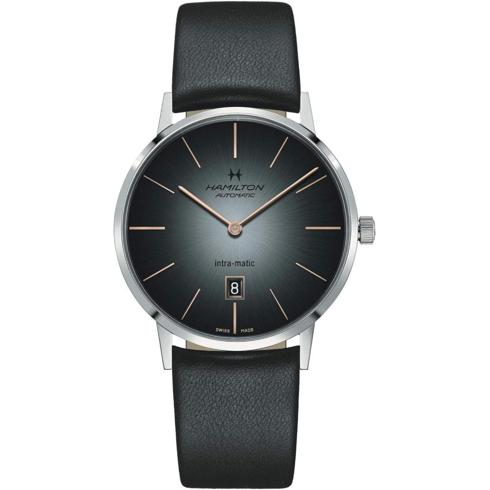 imageHamilton American Classic Automatic Mens Watch 42mm Stainless Steel Case Swiss Made Grey Dial Analog Wrist Watch for Men 50m Waterproof Sapphire Crystal Calf Leather Strap