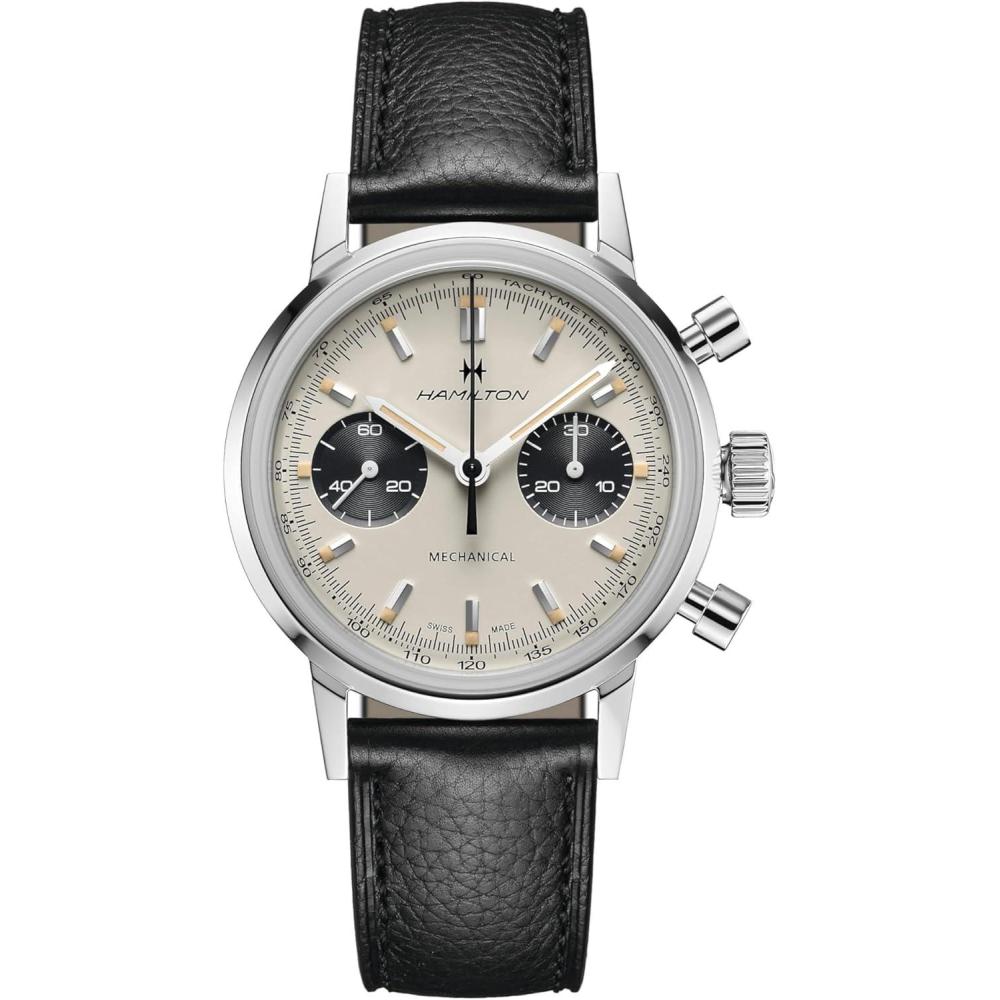 imageHamilton American Classic IntraMatic Mechanical Mens Watch 40mm Stainless Steel Case Swiss Made White Dial Analog Wrist Watch for Men 100m Waterproof Sapphire Crystal Strap