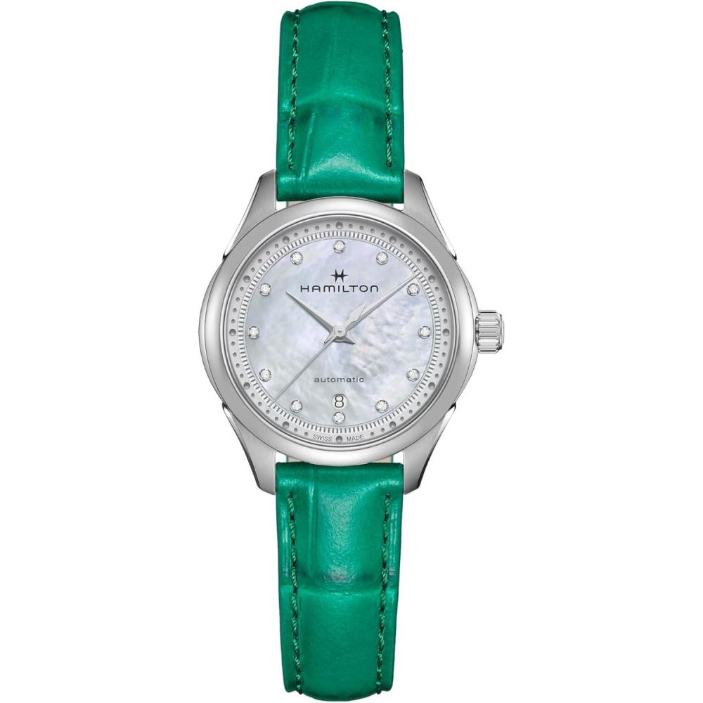 imageHamilton Jazzmaster Automatic Womens Watch 30mm Stainless Steel Case Swiss Made Mother of Pearl Dial Analog Wrist Watch for Women 50m Waterproof Sapphire Crystal Cow Leather Strap