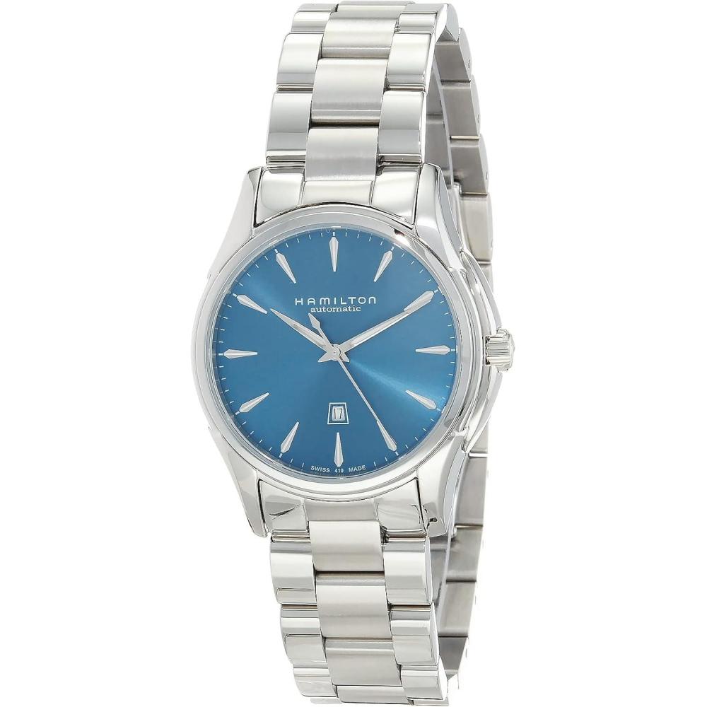 imageHamilton Jazzmaster Automatic Womens Watch 34mm Stainless Steel Case Swiss Made Blue Dial Analog Wrist Watch for Women 50m Waterproof Sapphire Crystal Stainless Steel Strap