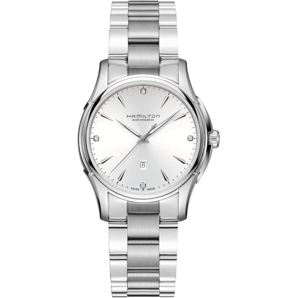 imageHamilton Jazzmaster Automatic Womens Watch 34mm Stainless Steel Case Swiss Made White Dial Analog Wrist Watch for Women 50m Waterproof Sapphire Crystal Stainless Steel Strap
