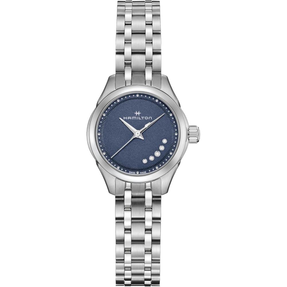 imageHamilton Jazzmaster Lady Quartz Womens Watch 26mm Stainless Steel Case Swiss Made Blue Dial Analog Wrist Watch for Women 50m Waterproof Sapphire Crystal Stainless Steel Strap
