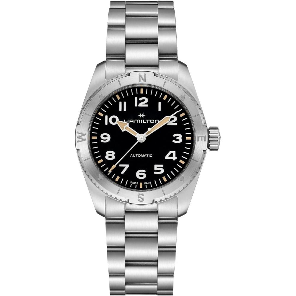 imageHamilton Khaki Field Expedition Automatic Mens Watch 37mm Stainless Steel Case Swiss Made Black Dial Analog Wrist Watch 100m Waterproof Sapphire Crystal 3Hand Movement Stainless Steel Strap