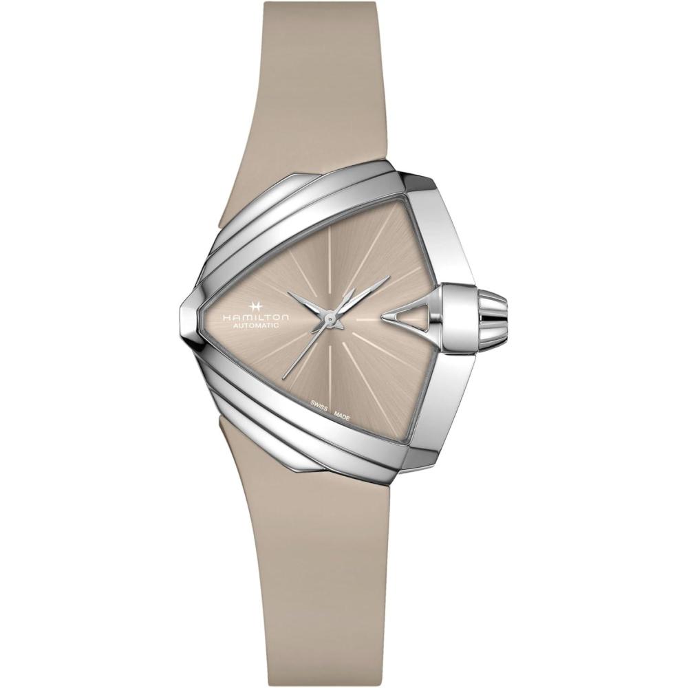 imageHamilton Ventura Automatic Mens Watch 34mm x 38mm Stainless Steel Case Swiss Made Brown Dial Analog Wrist Watch for Men 50m Waterproof Sapphire Crystal Rubber Strap